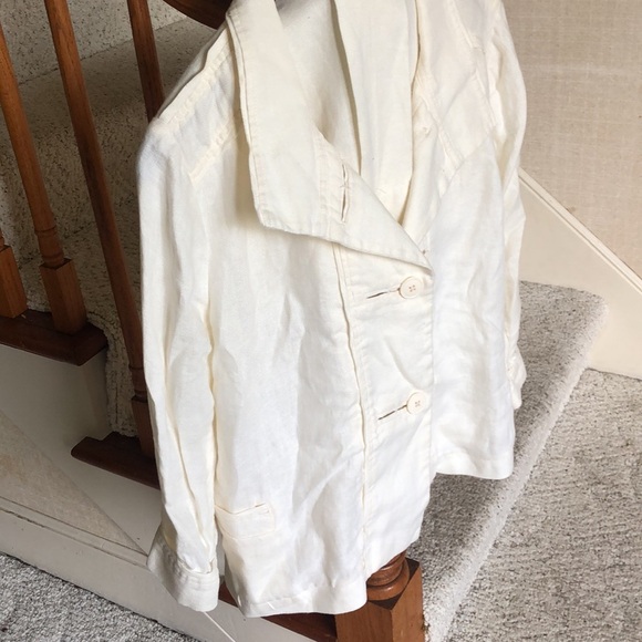 Coldwater Creek Cream Blazer Relaxed Fit Open Front - Picture 6 of 7